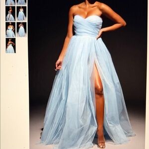 Fashion Nova Strapless Light Blue Dress